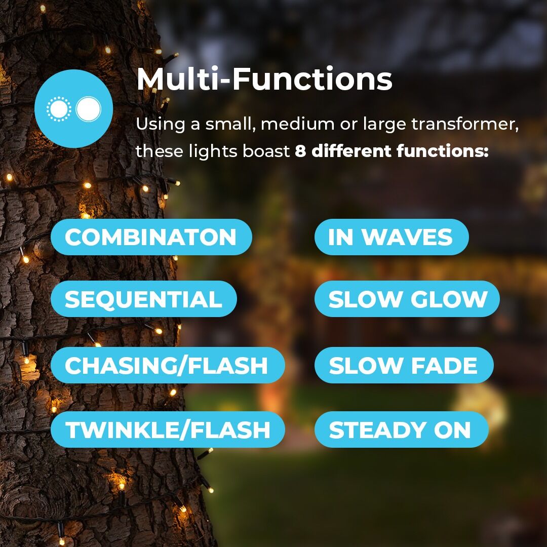 10m Warm White String Lights, Connectable, 100 LEDs, Black Rubber Cable image 6