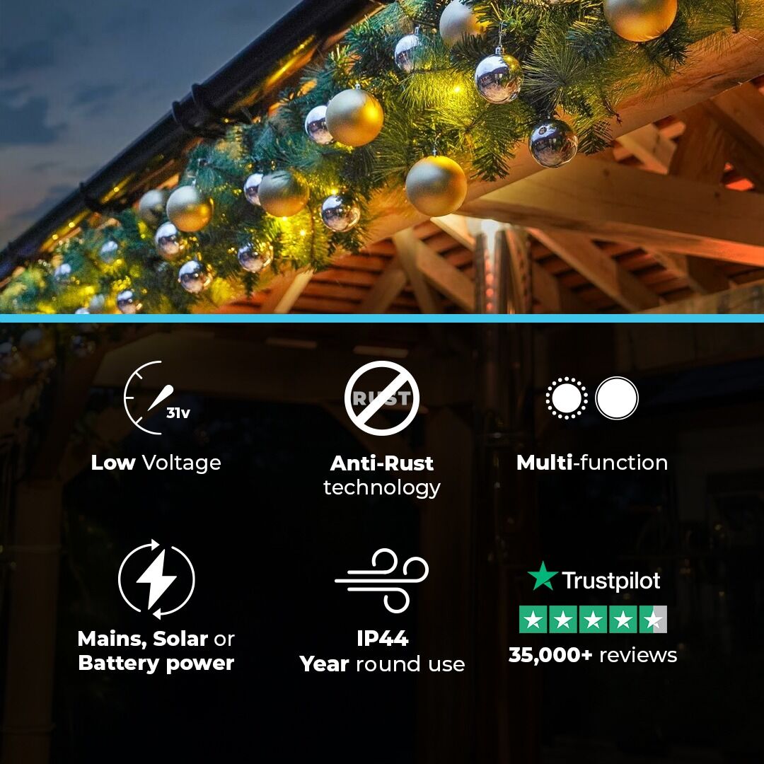 Outdoor ConnectGo® Christmas Garland with Baubles image 2