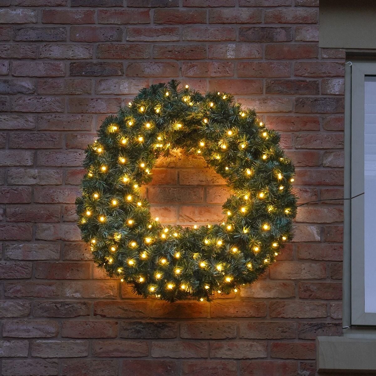 ConnectGo® 80cm Pre-Lit Commercial Outdoor Christmas Wreath Warm White LEDs image 1