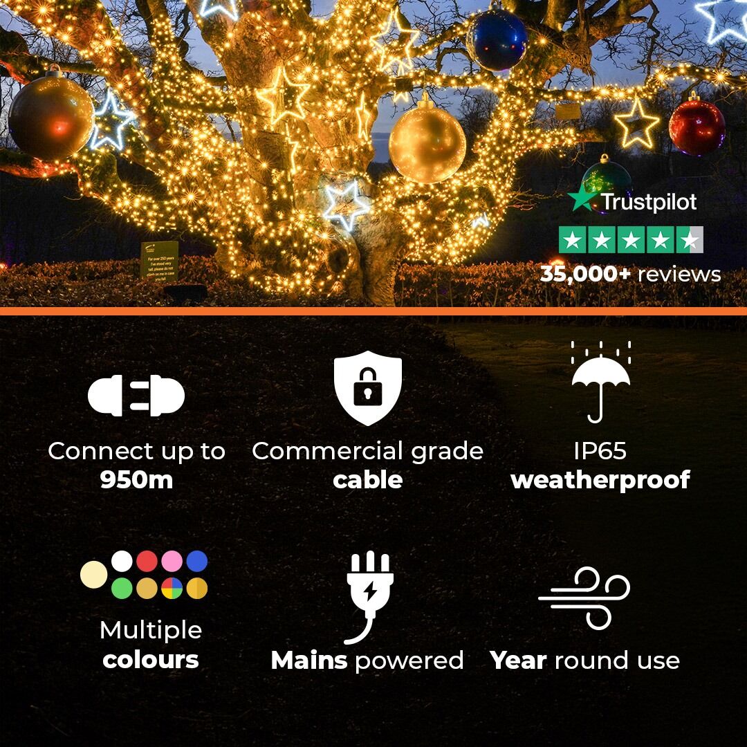 Connectable Outdoor String Lights on Black Rubber Cable image 2