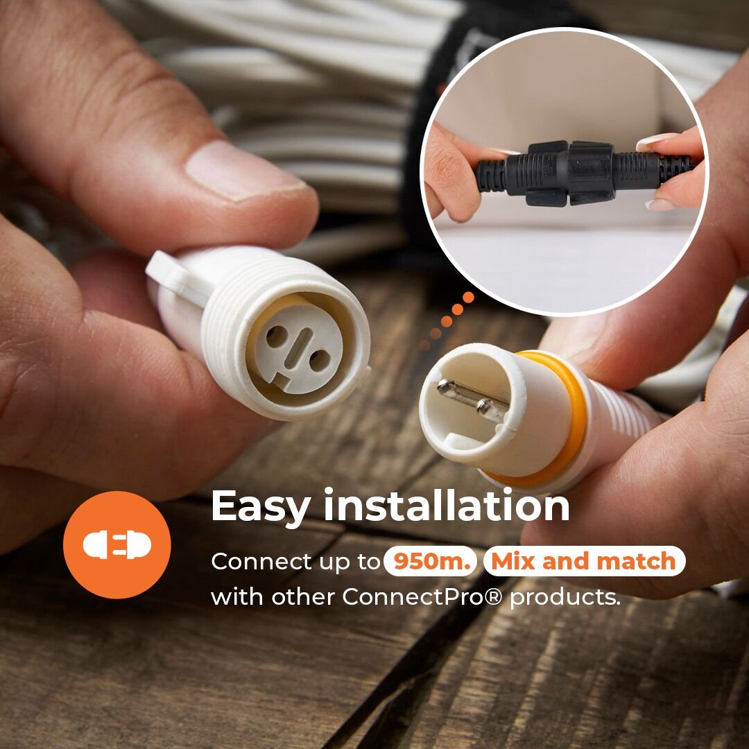 5m Warm White LED Connectable Festoon Lights with Frosted Bulbs on White Rubber Cable image 7