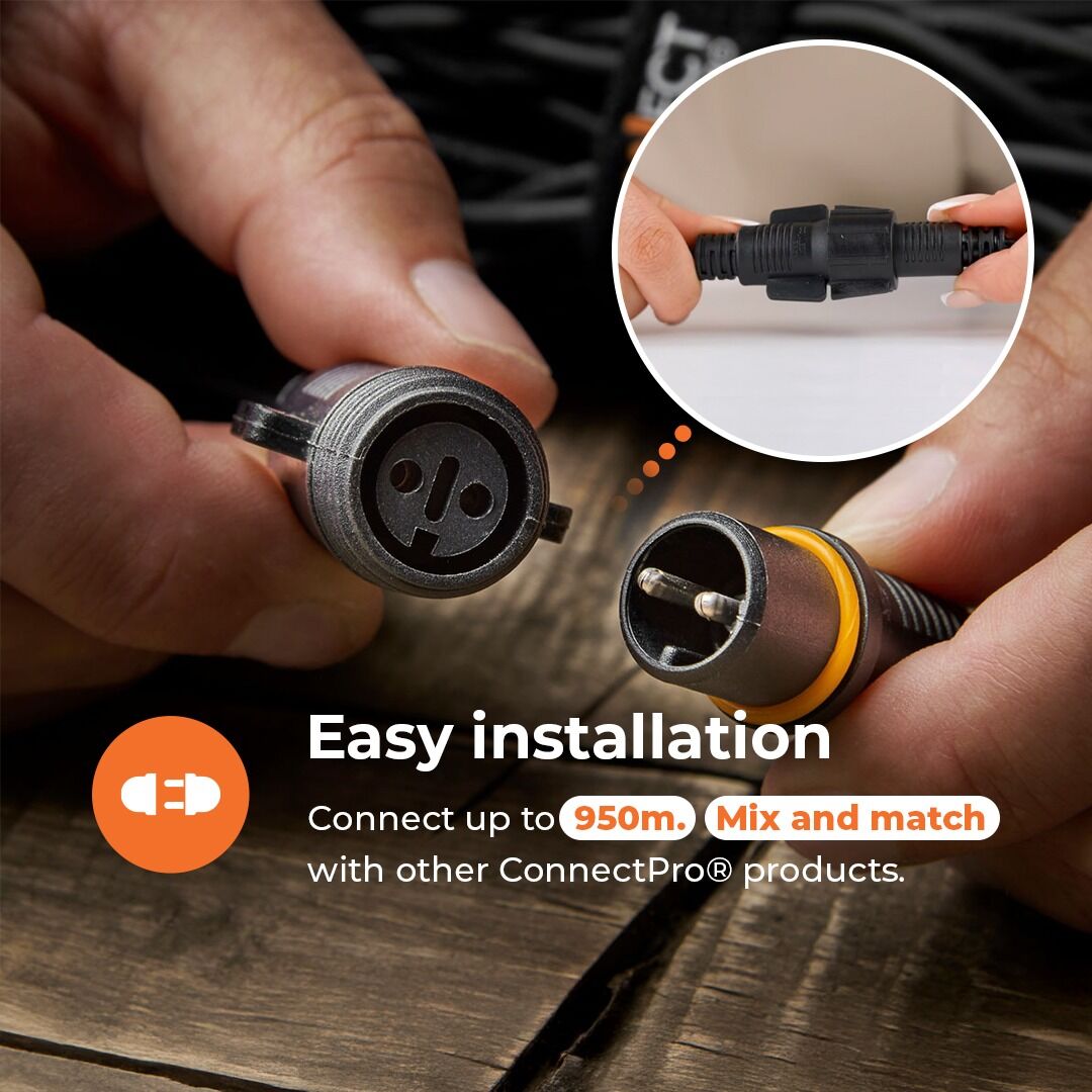 5m White LED Connectable Festoon Lights with Frosted Bulbs on Black Rubber Cable image 7
