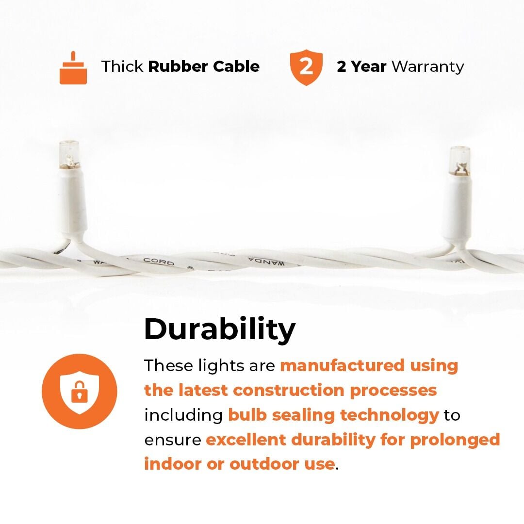 3M Warm White String Lights, Connectable, 24 LEDs, White Rubber Cable image 5