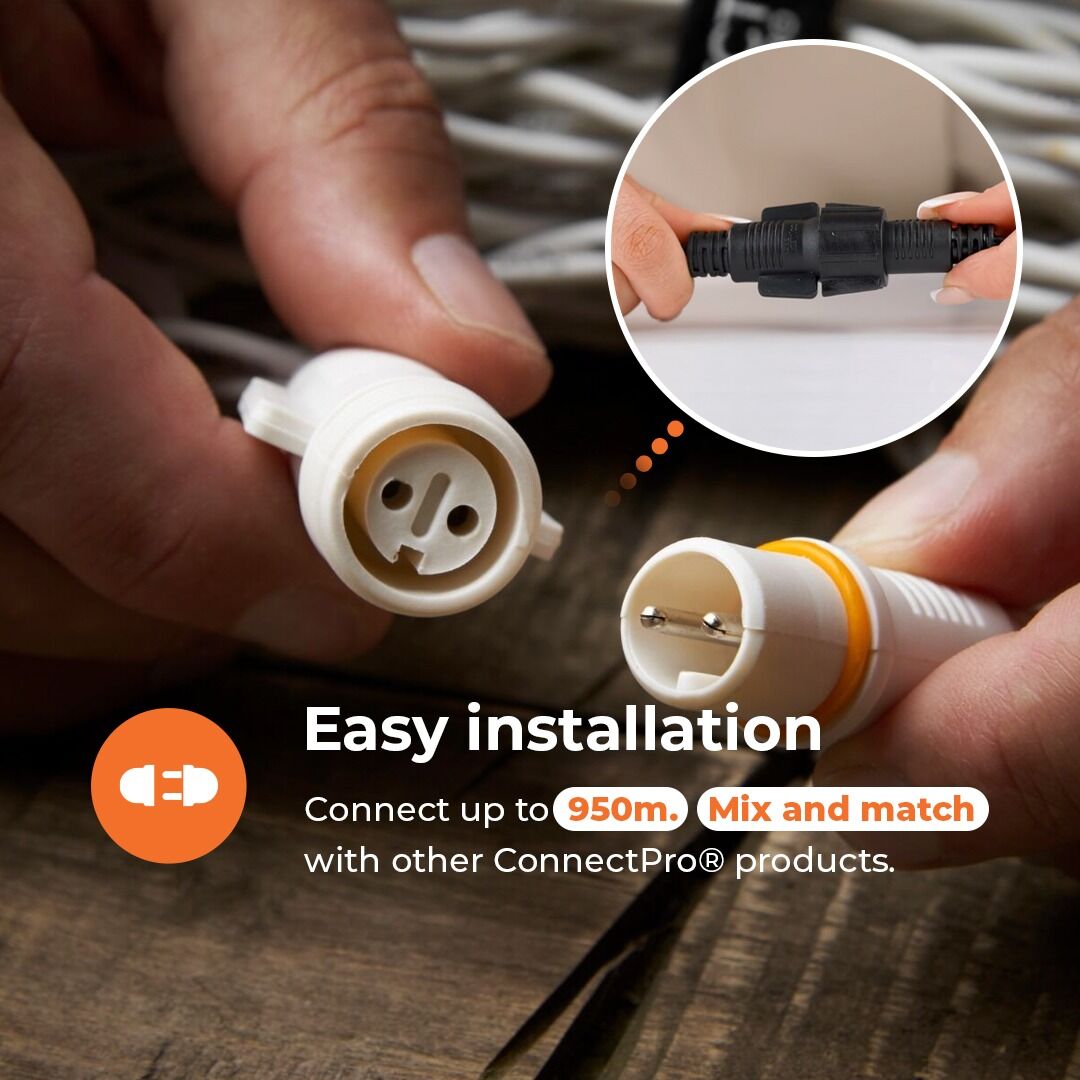 ConnectPro® 3m Outdoor String Lights, Connectable, 24 LEDs, White Rubber Cable image 8