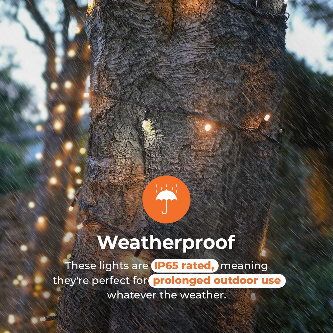 ConnectPro 10m Warm White LED with White Flash Bulb String Lights, 80 LEDs, Black Rubber Cable image 9