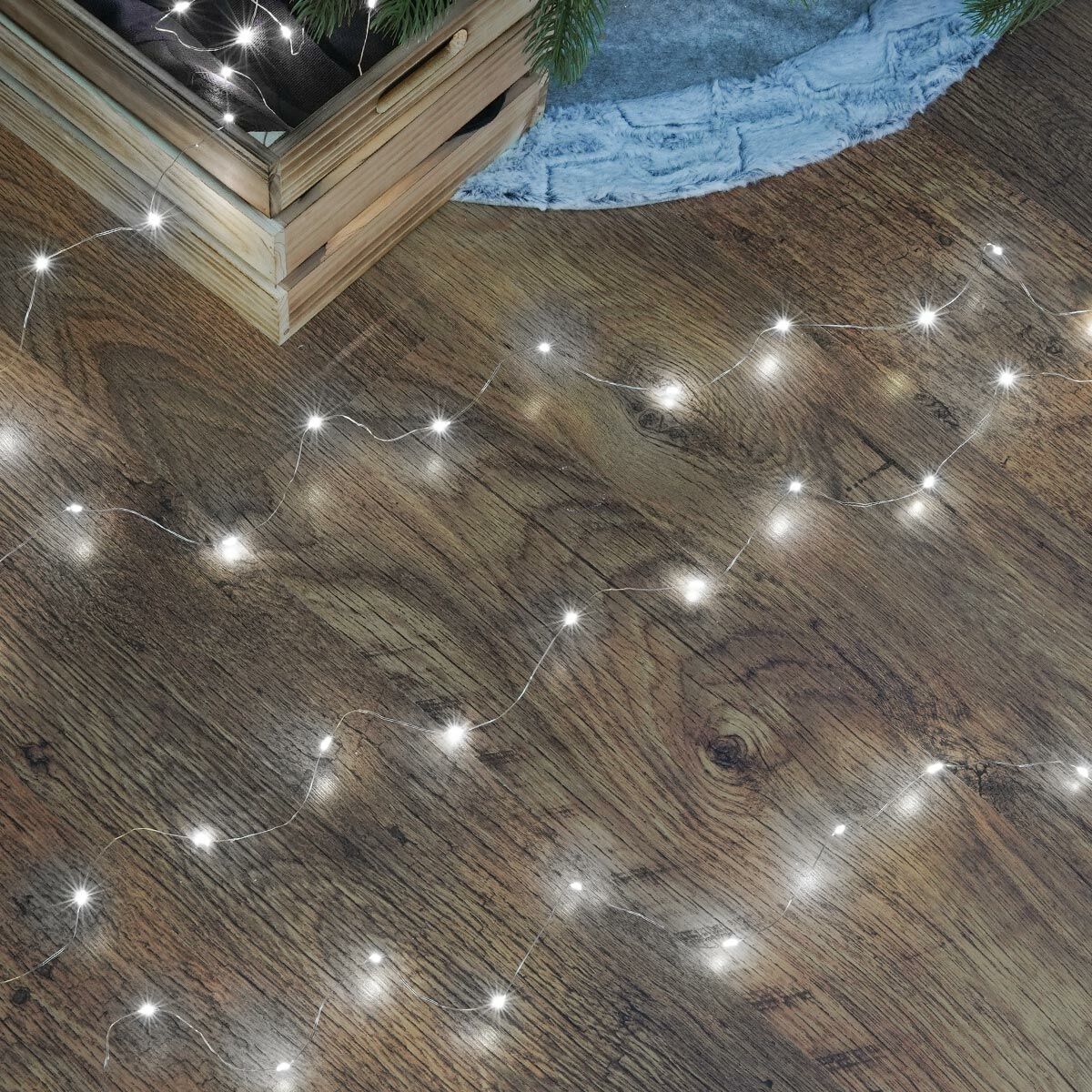 Outdoor Plug In Micro Fairy Lights on Silver Wire, 50 White LEDs image 2