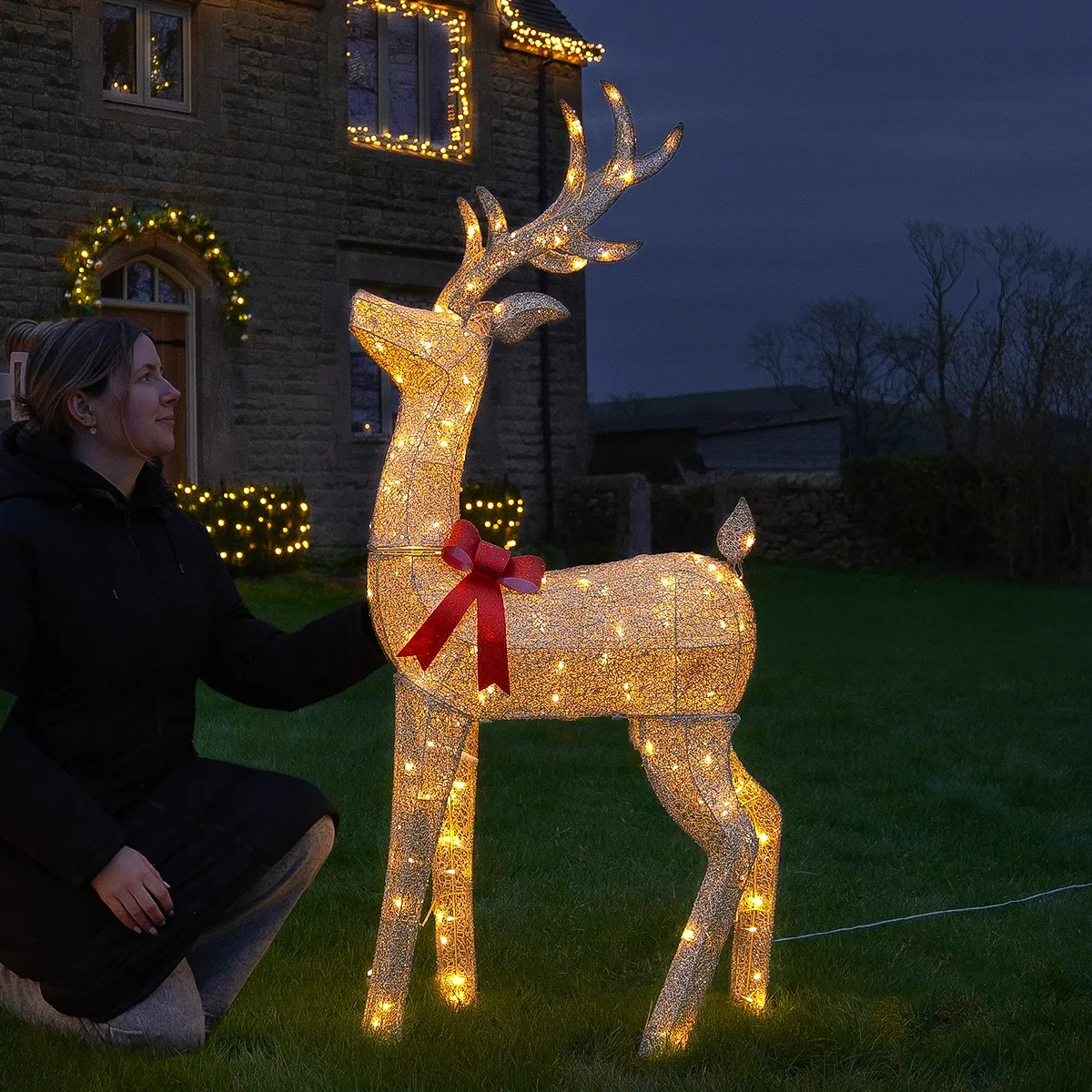 1.5m Outdoor Light up Reindeer Stag Christmas Figure with Moving Head image 3