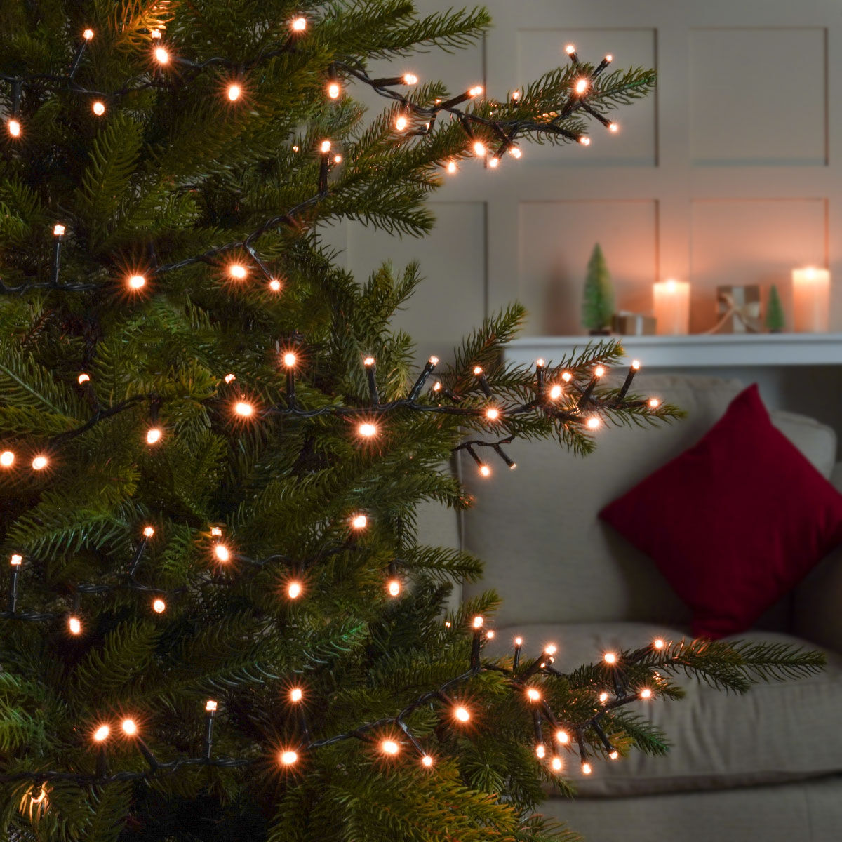 5.17m Outdoor Battery Flickering Effect Fairy Lights, 200 LEDs image 1