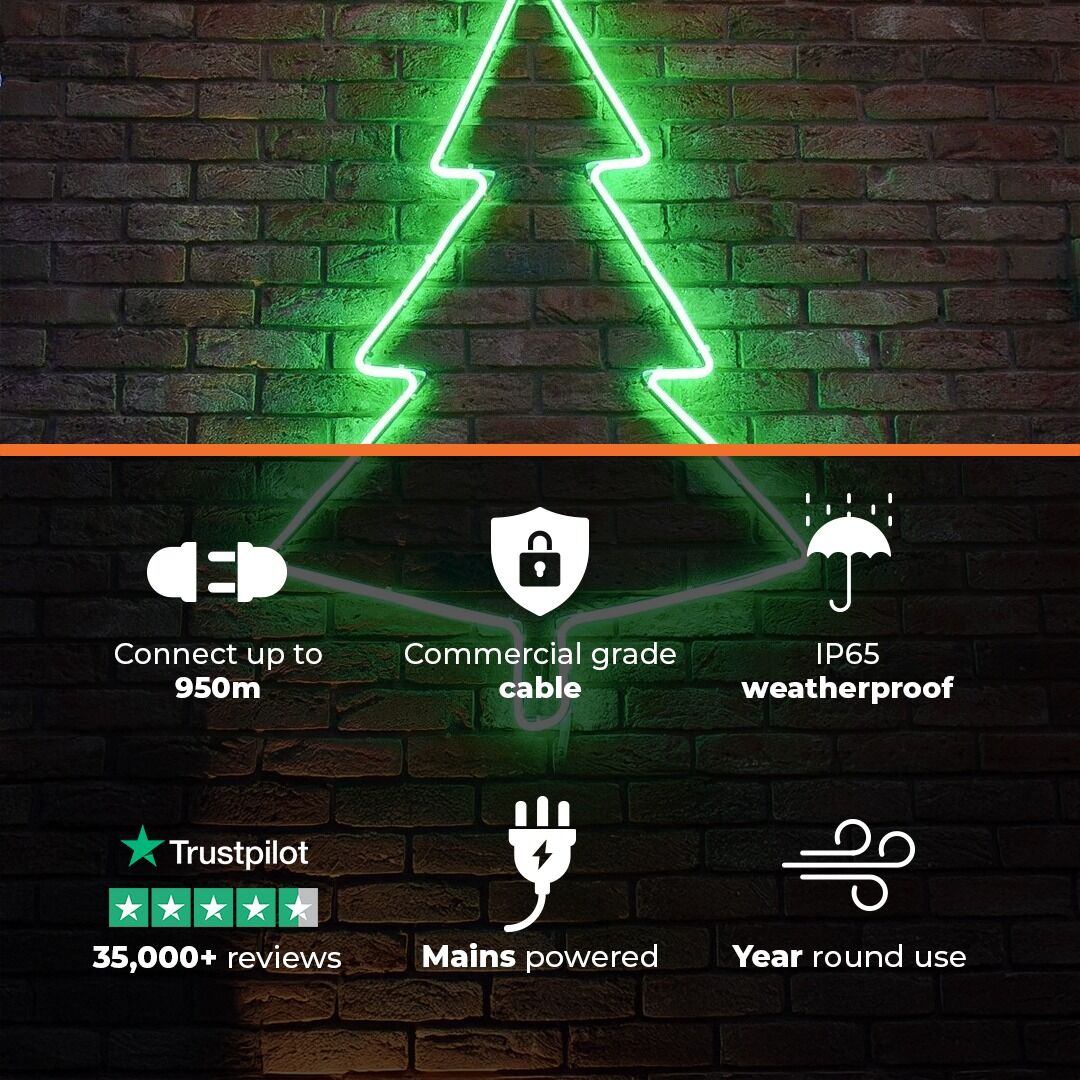 1.3m ConnectPro® Outdoor Blue LED Neon Flex Christmas Tree Silhouette, Connectable image 2
