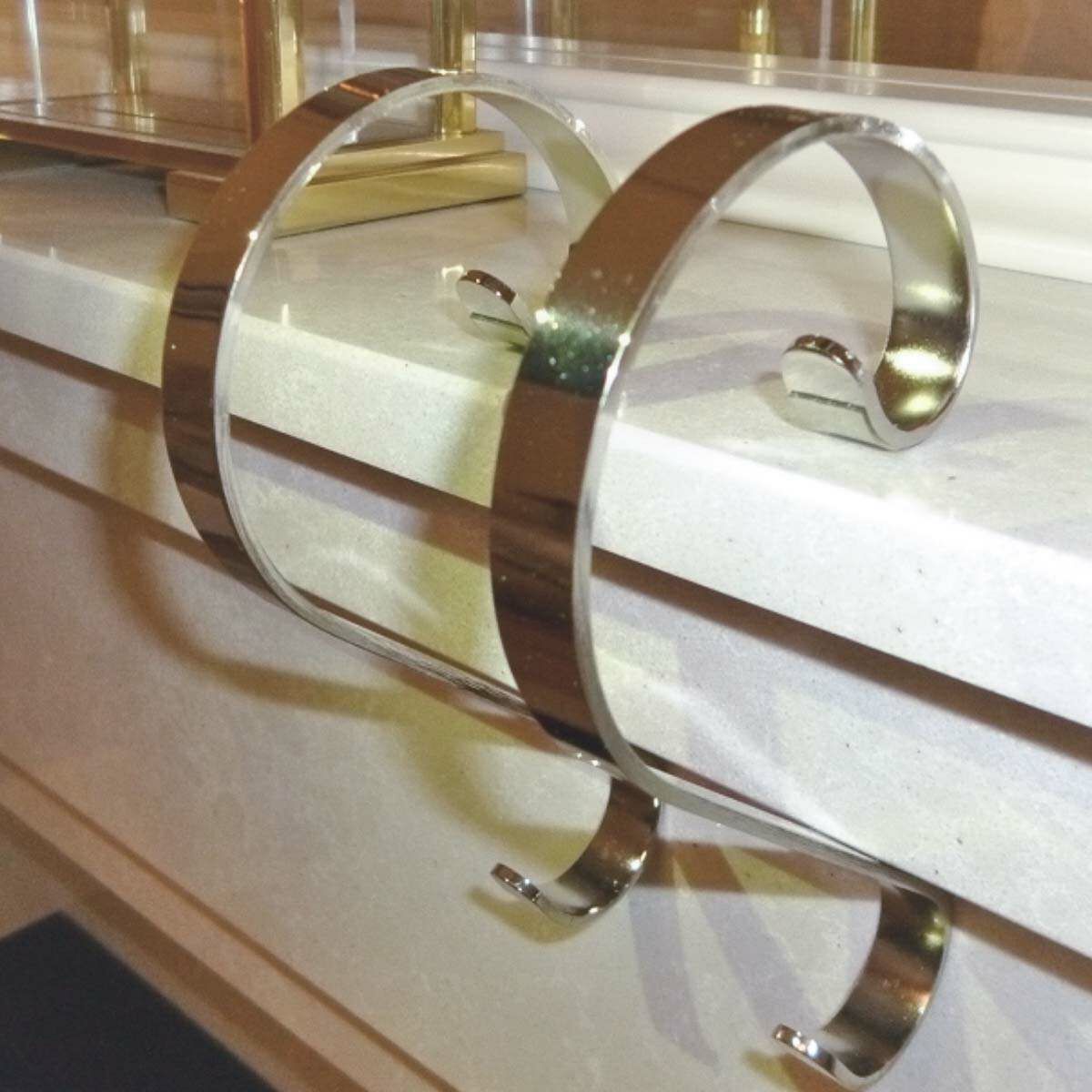 Silver Scrolling Mantle Piece Christmas Stocking Clips, 2 Pack image 2