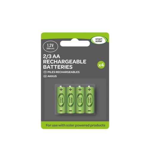 Solar Rechargeable Batteries, 2/3 AA 200 mAh, 4 Pack