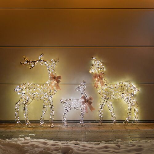 Gold Twist Outdoor Reindeer Family Christmas Family, Set of 3