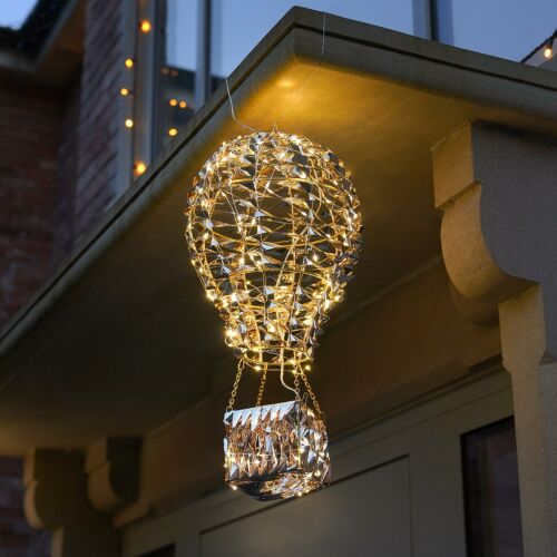 50cm Outdoor Hanging Gold Twist Hot Air Balloon LED Christmas Decoration