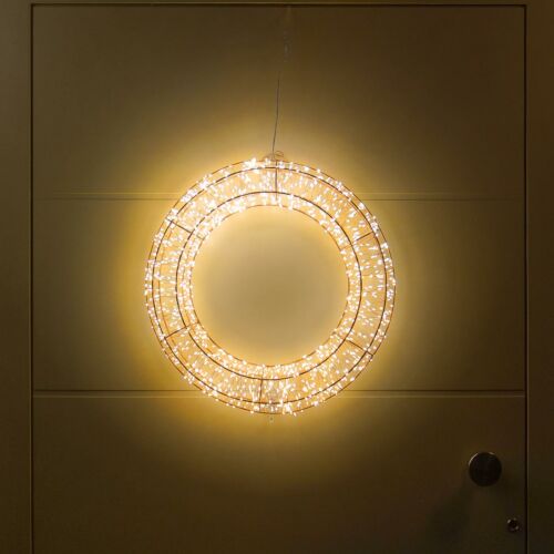 50cm Outdoor Firefly Wire Christmas Wreath, 1440 Warm White LEDs