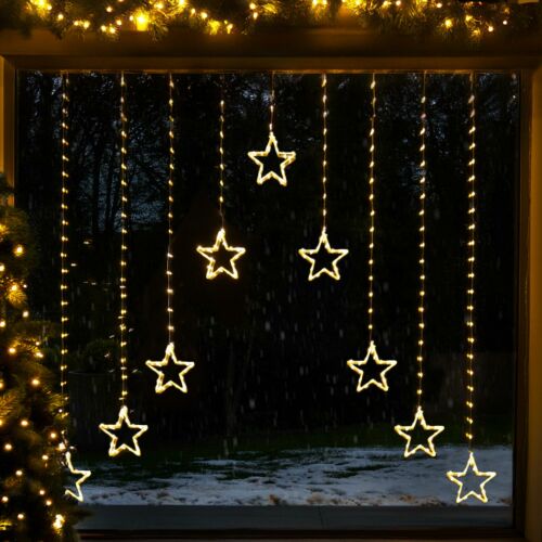 1.2m  x 1.2m Firefly Wire Star Curtain Light, Warm White LEDs