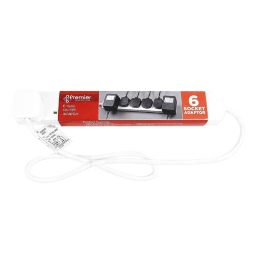 White Extension Lead, 6 Gang Way