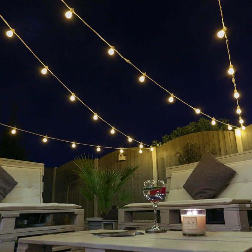 Connectable Festoon Lights with Frosted Bulbs on White Rubber Cable