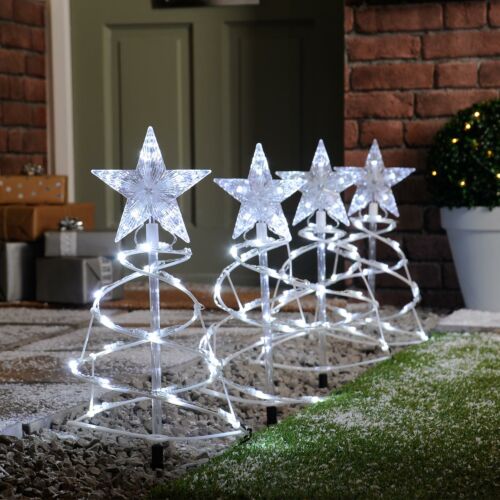 Outdoor Tree Spiral Christmas Stake Lights, 4 Pack