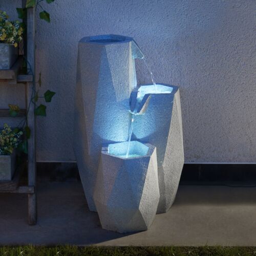 Solar & Plug-in White Serenity Cascading Fountain LED Water Feature