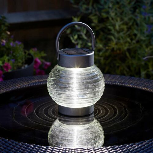 Globe Solar Table Lantern White LEDs 17cm
