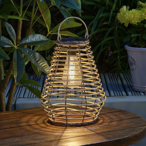 Maris Solar Lantern Neutral Rattan Effect 27cm