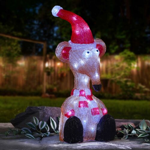 Battery Acrylic LED Ice Rat Christmas Figure