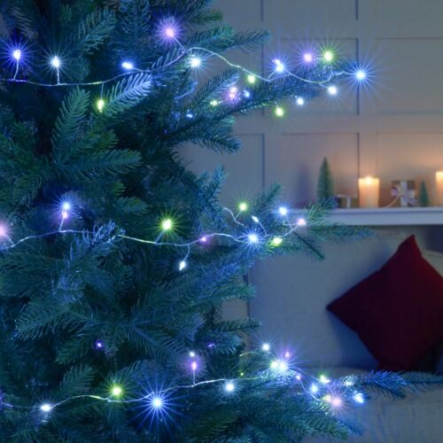 Indoor & Outdoor Firefly Decor Tree Lights on Silver Wire, Pastel LEDs
