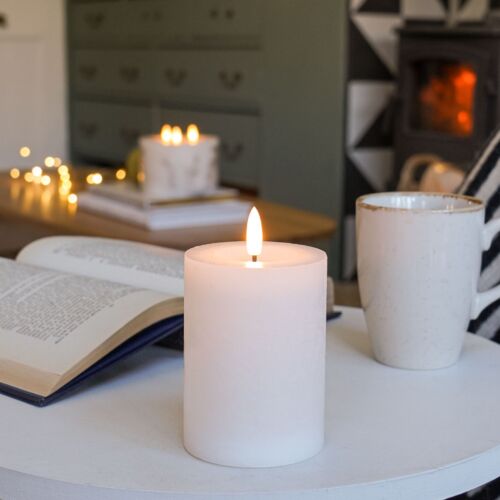 White Battery Real Wax Authentic Flame LED Candle, 10cm