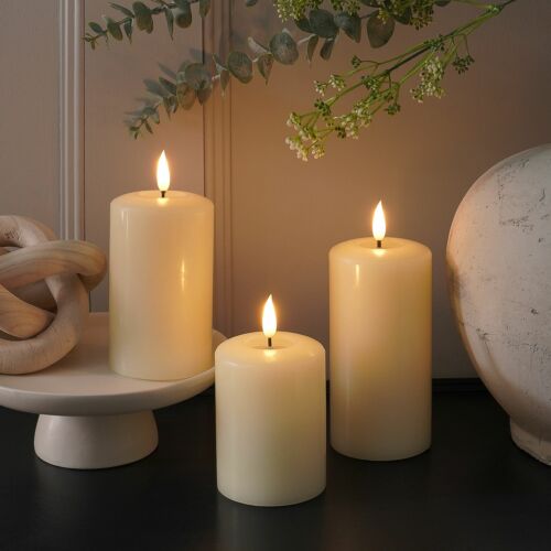 Ember™ Signature Ivory LED Pillar Candle Trio