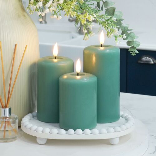 Ember™ Signature Sage Green LED Pillar Candle Trio