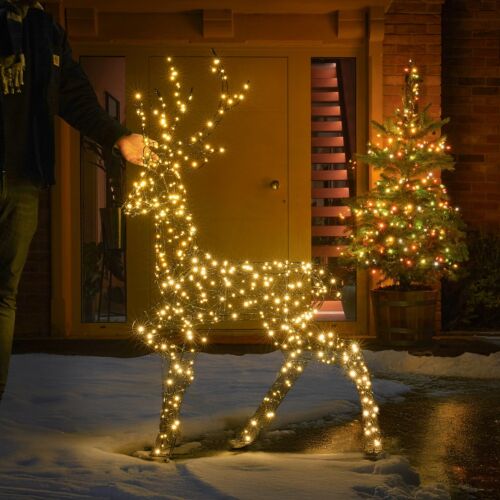 1.4m Black Frame Stag Outdoor Light up Reindeer