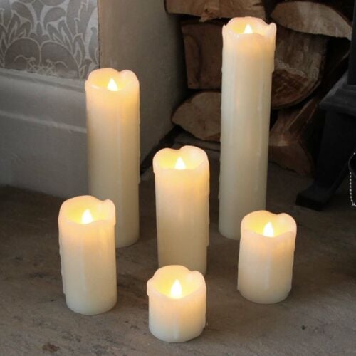 6 Dripping Wax LED Battery Candles