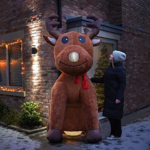 2.4m Plush LED Outdoor Christmas Inflatable Reindeer