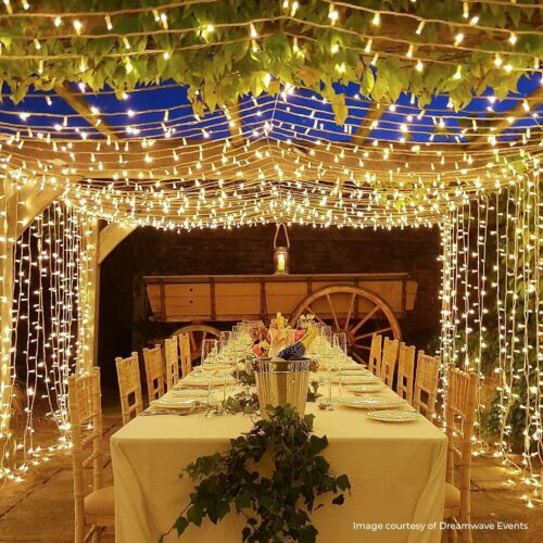 Connectable String Lights on White Rubber Cable