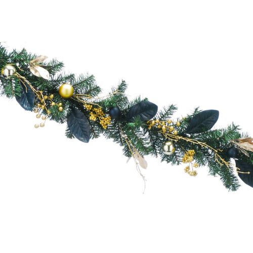 1.8m Royal Blue and Gold Berry Decoration Christmas Garland